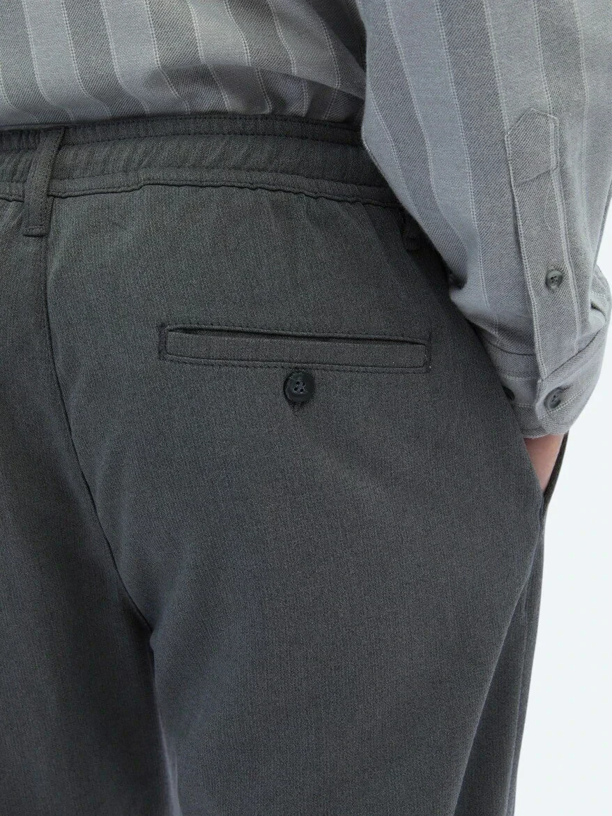 Grey Weaving Jogging Fit Casual Trousers 