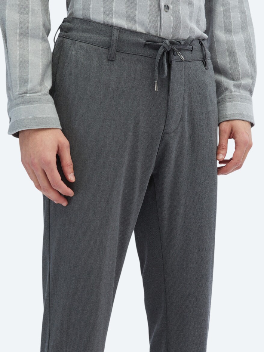 Grey Weaving Jogging Fit Casual Trousers - 3