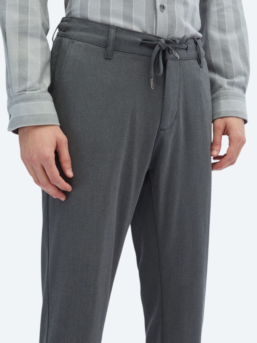 Grey Weaving Jogging Fit Casual Trousers - 3