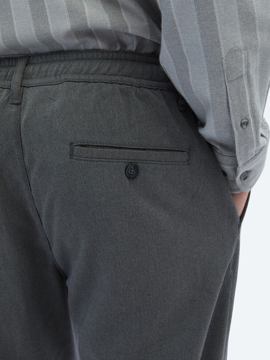 Grey Weaving Jogging Fit Casual Trousers - 4