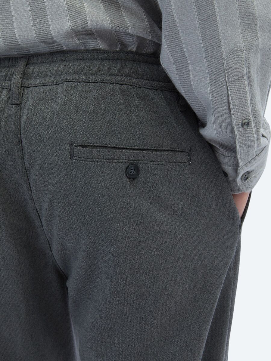 Grey Weaving Jogging Fit Casual Trousers - 4