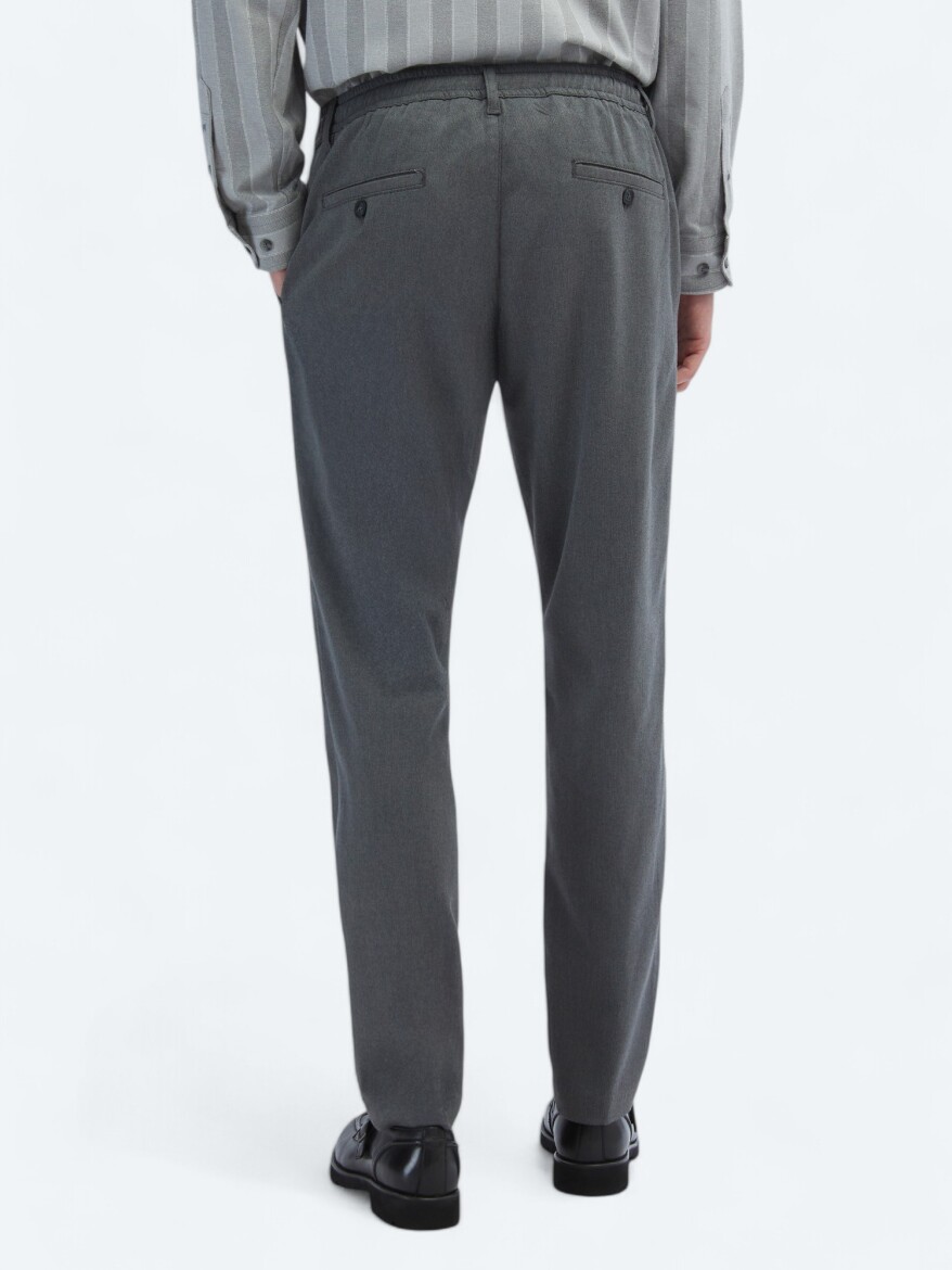 Grey Weaving Jogging Fit Casual Trousers - 5