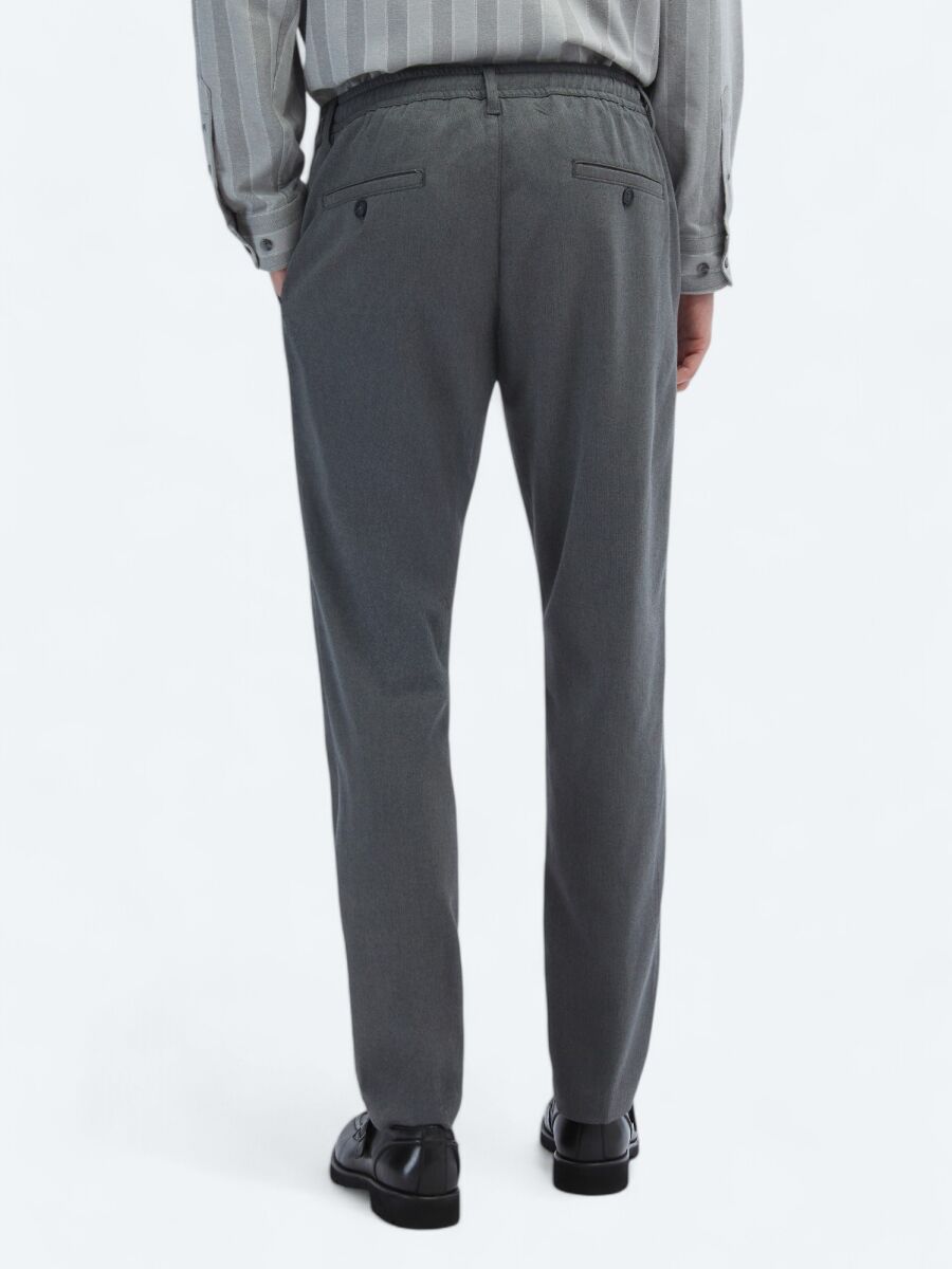 Grey Weaving Jogging Fit Casual Trousers - 5