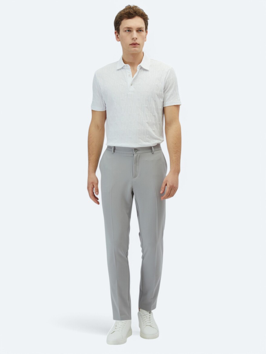 Grey Weaving Jogging Fit Casual Trousers - 1