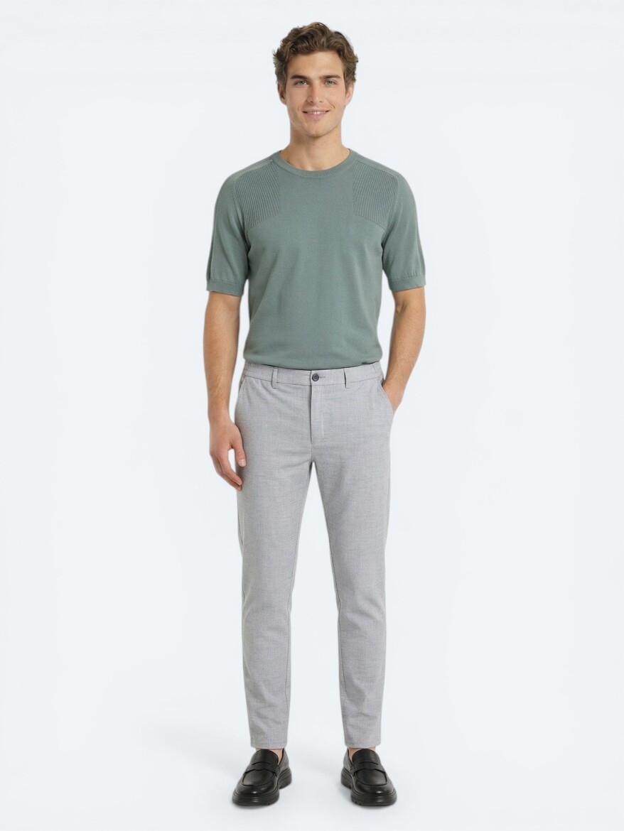 Grey Weaving Jogging Fit Casual Trousers 