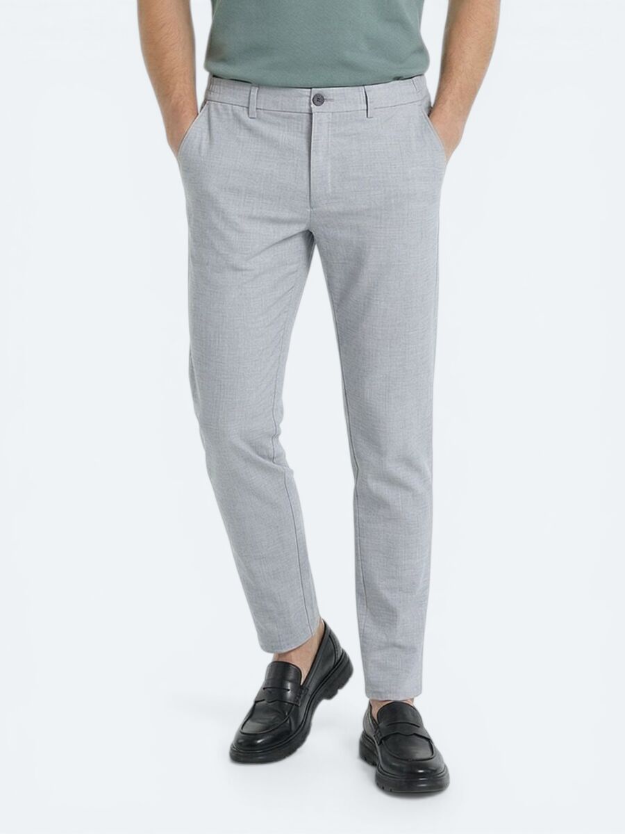 Grey Weaving Jogging Fit Casual Trousers - 2