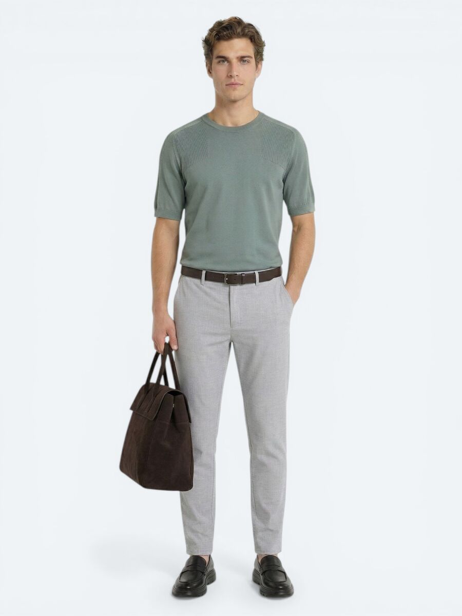 Grey Weaving Jogging Fit Casual Trousers - 4