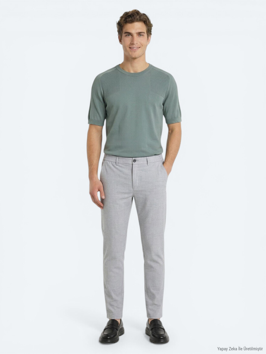 Grey Weaving Jogging Fit Casual Trousers 