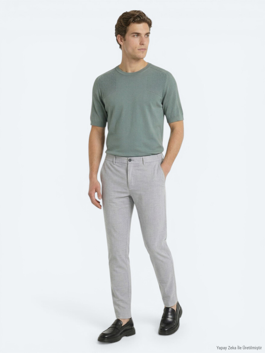 Grey Weaving Jogging Fit Casual Trousers - 3