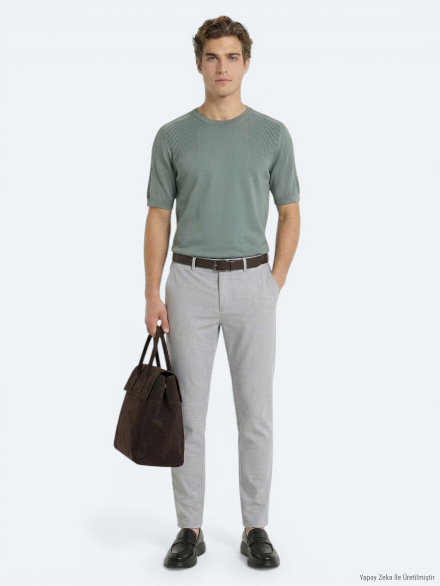 Grey Weaving Jogging Fit Casual Trousers - 4