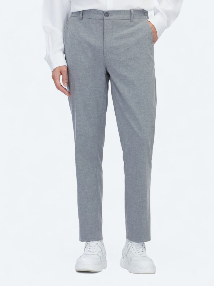 Grey Weaving Jogging Fit Casual Trousers - 2