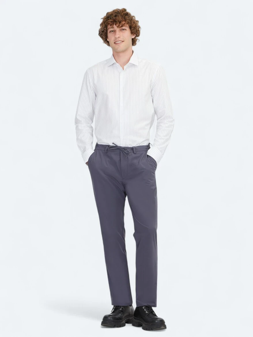 Grey Weaving Jogging Fit Casual Trousers - 1