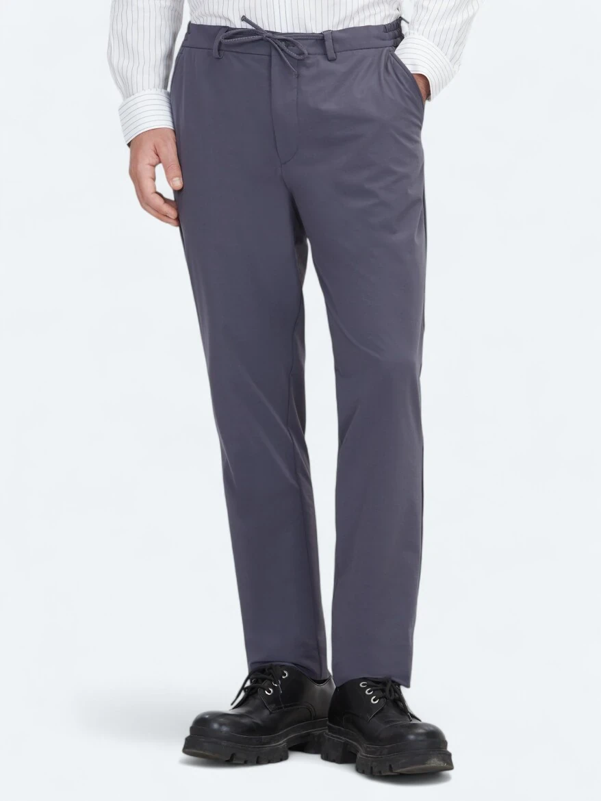 Grey Weaving Jogging Fit Casual Trousers - 2