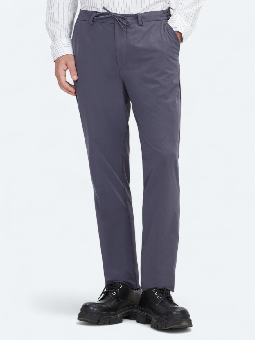 Grey Weaving Jogging Fit Casual Trousers - 2