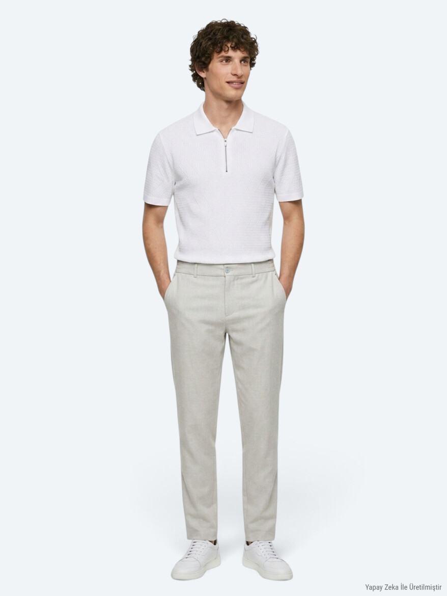 Grey Weaving Jogging Fit Casual Trousers - KİP