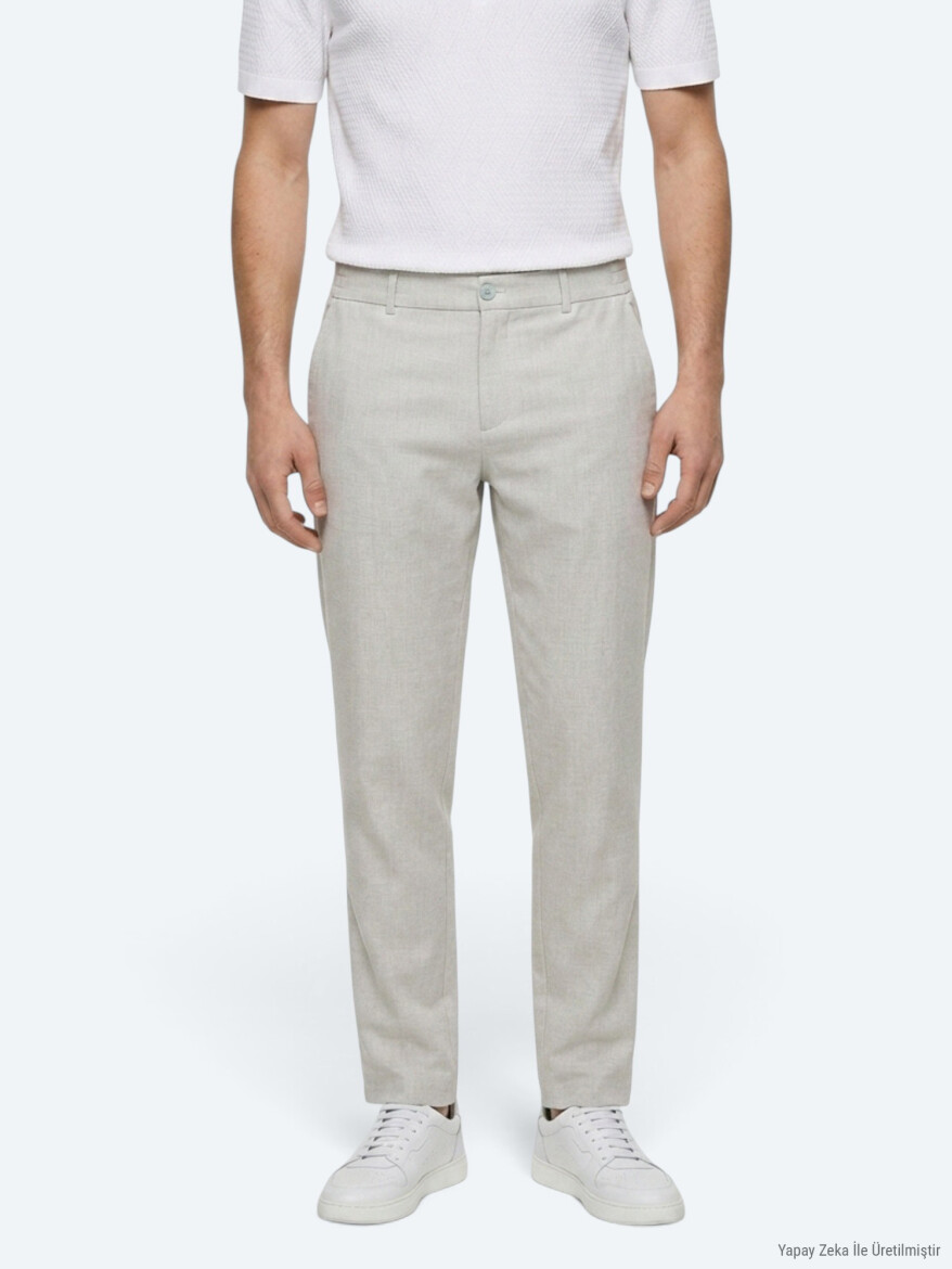 Grey Weaving Jogging Fit Casual Trousers - KİP