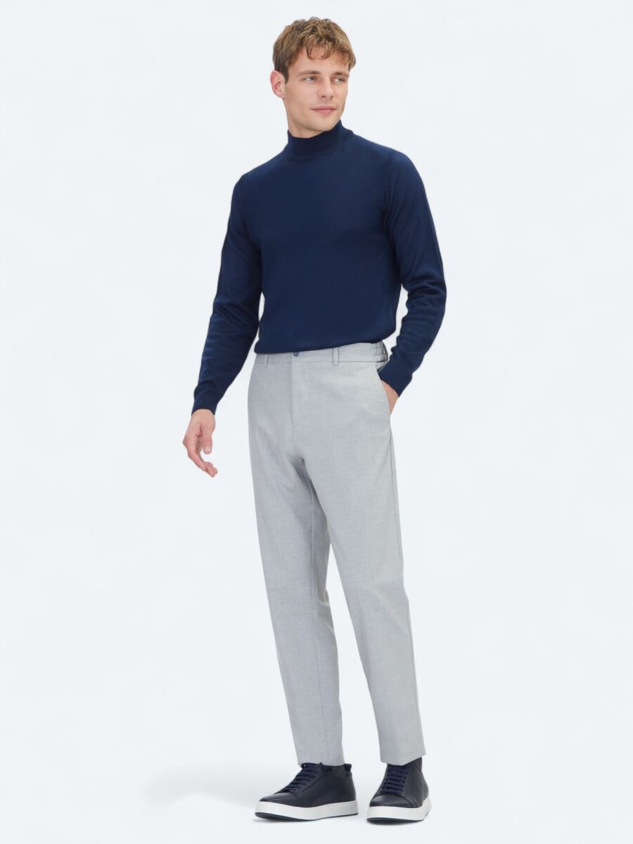 Grey Weaving Jogging Fit Casual Trousers - 1