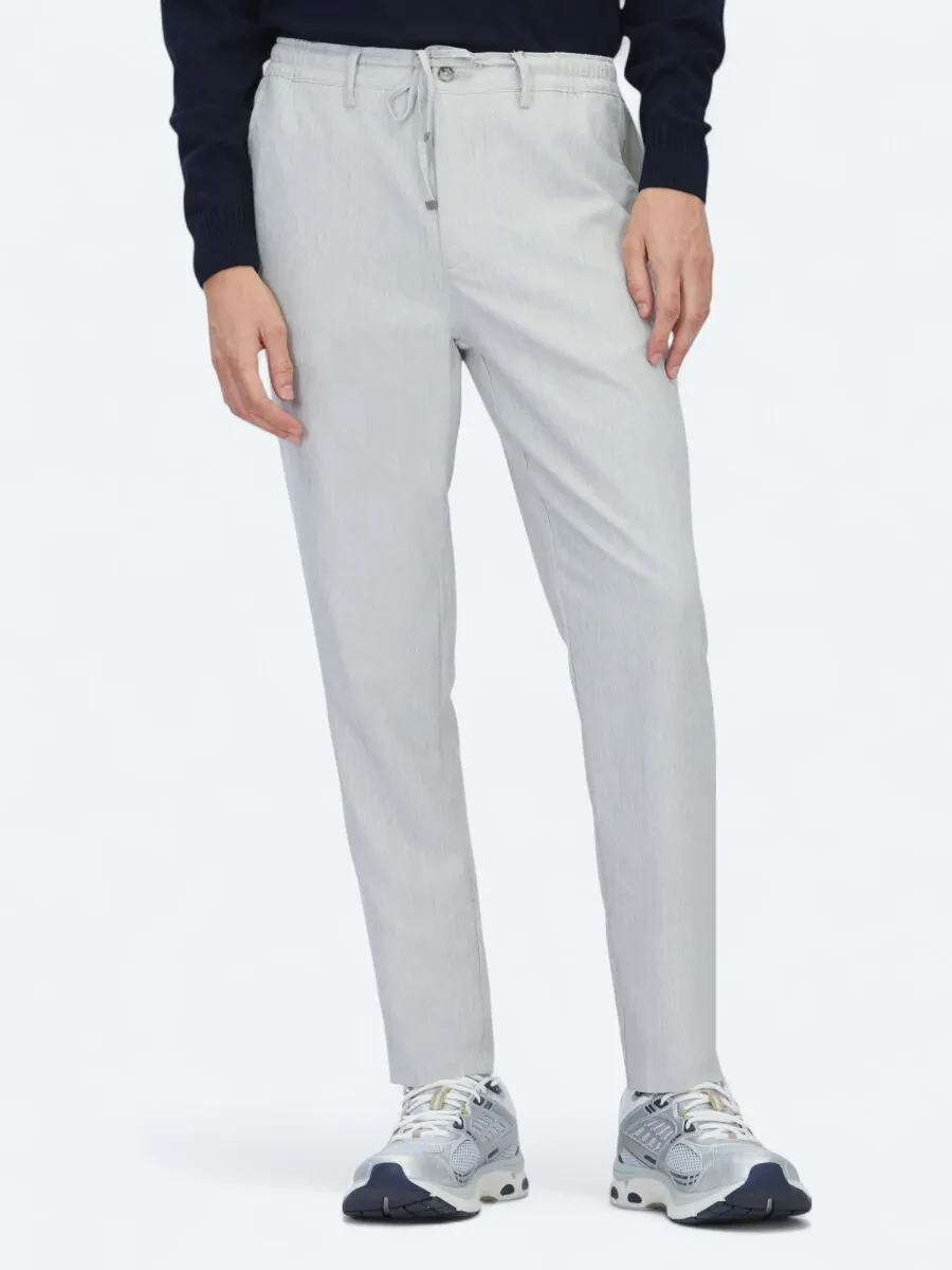 Grey Weaving Jogging Fit Casual Trousers - 2