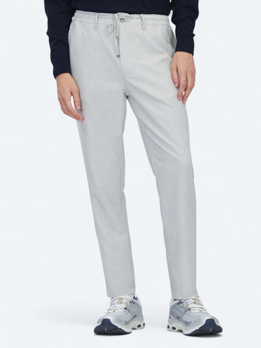 Grey Weaving Jogging Fit Casual Trousers - 2