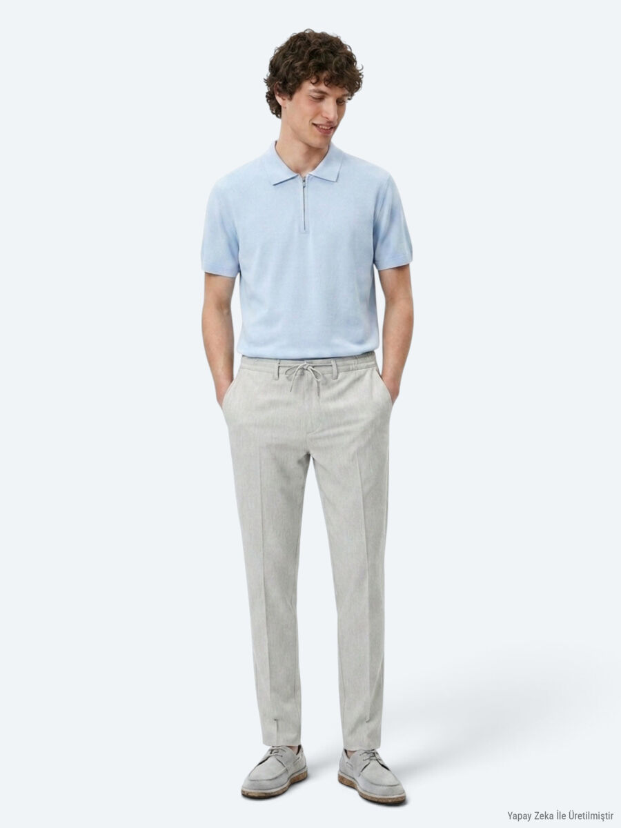 Grey Weaving Jogging Fit Casual Trousers - 1