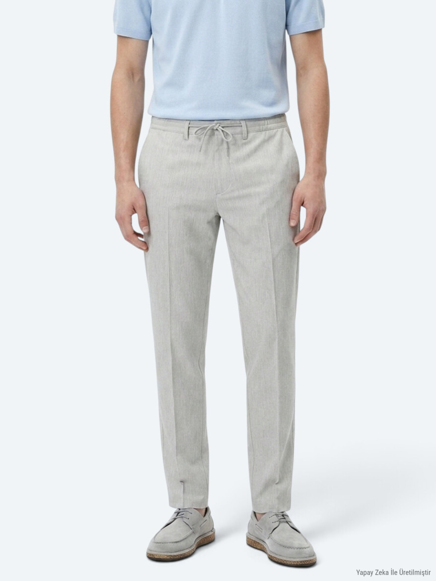 Grey Weaving Jogging Fit Casual Trousers - KİP