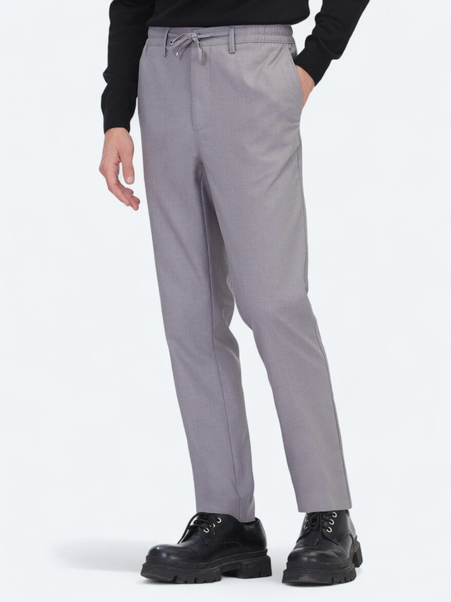 Grey Weaving Jogging Fit Casual Trousers - 3