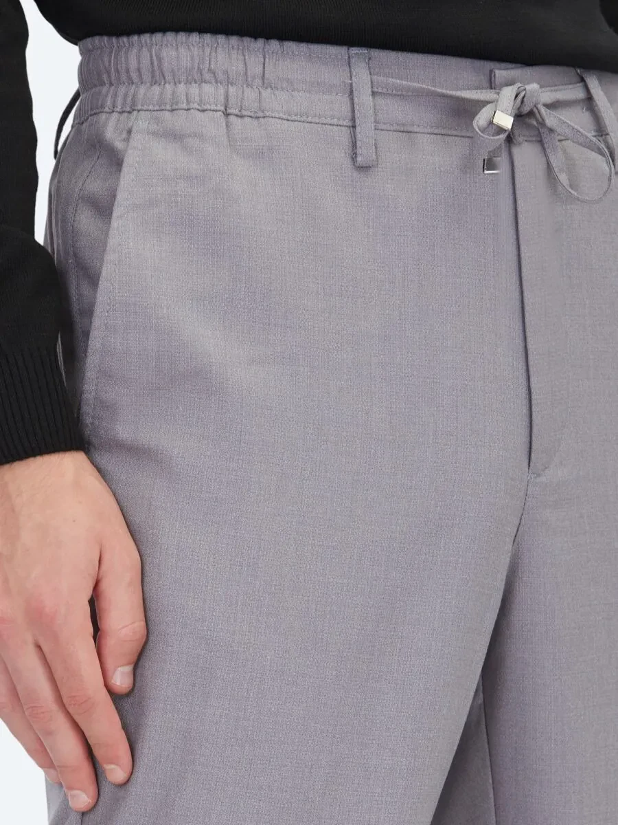 Grey Weaving Jogging Fit Casual Trousers - 4