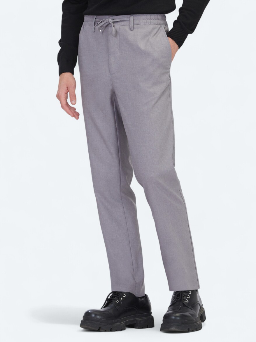 Grey Weaving Jogging Fit Casual Trousers - 3