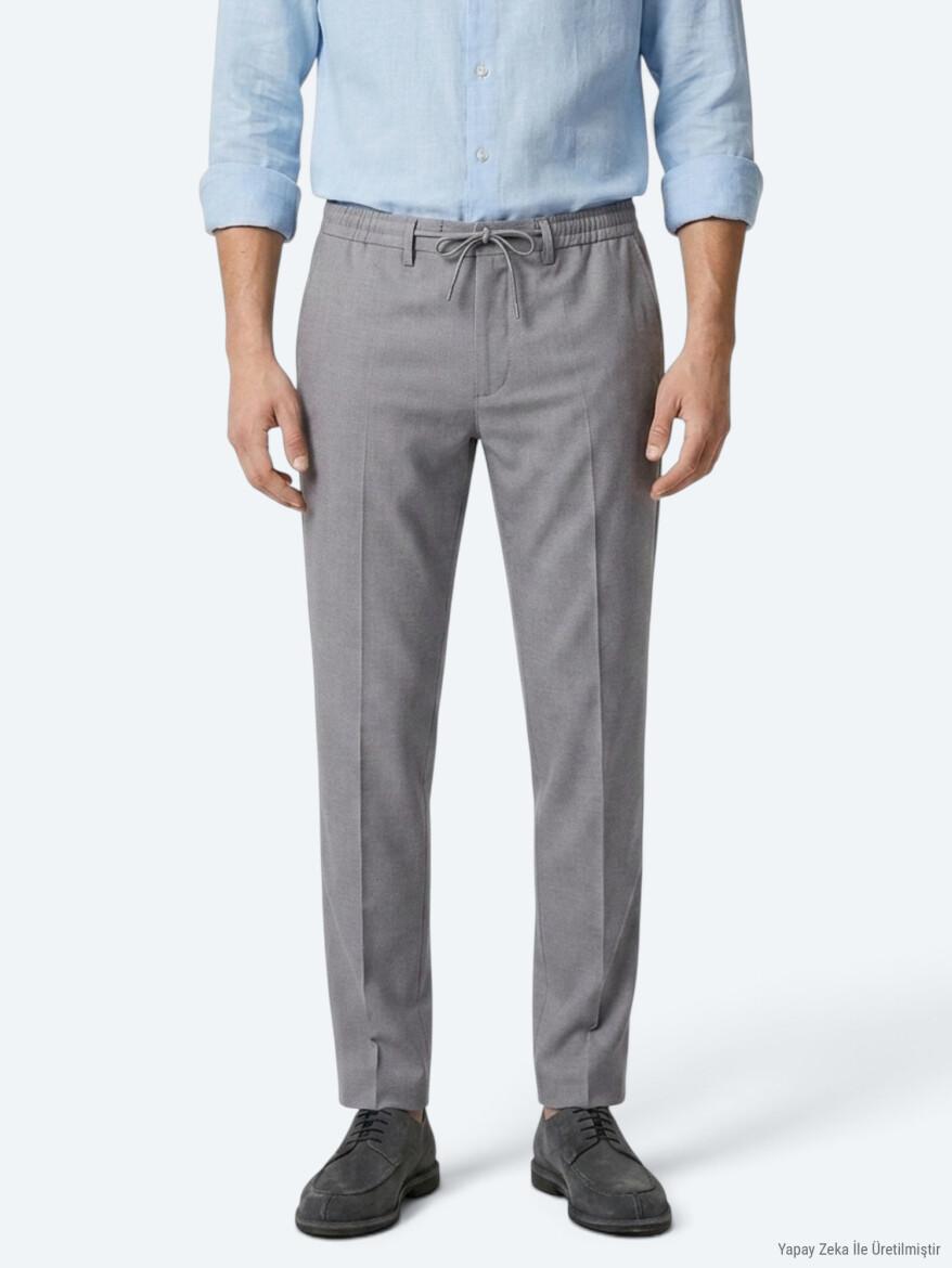 Grey Weaving Jogging Fit Casual Trousers - 2
