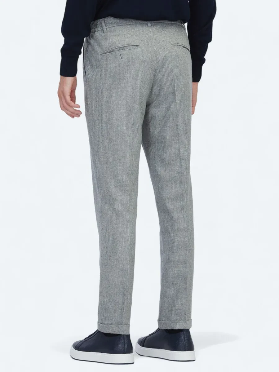 Grey Weaving Jogging Fit Casual Wool Blended Trousers - 4