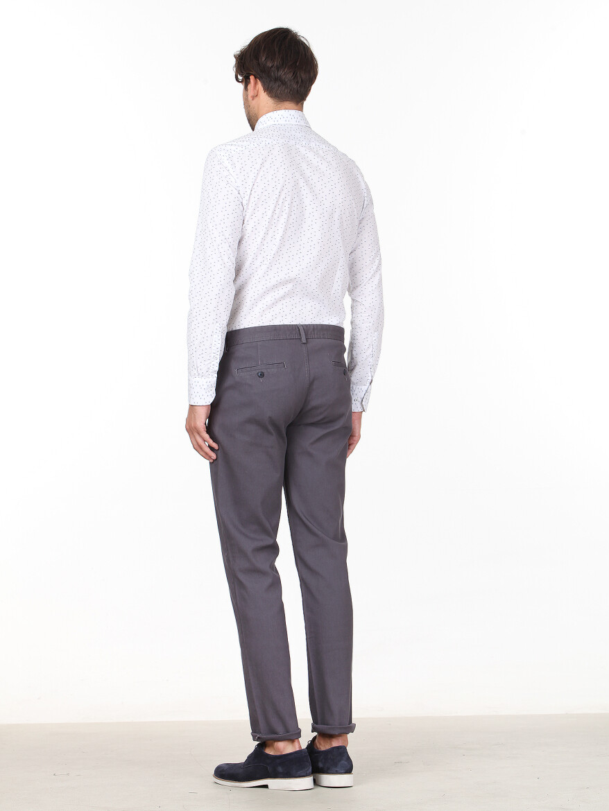 Grey Weaving Regular Fit Casual Cotton Blended Trousers - 4