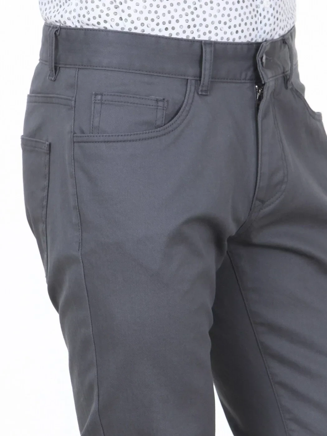 Grey Weaving Regular Fit Casual Cotton Blended Trousers - 3