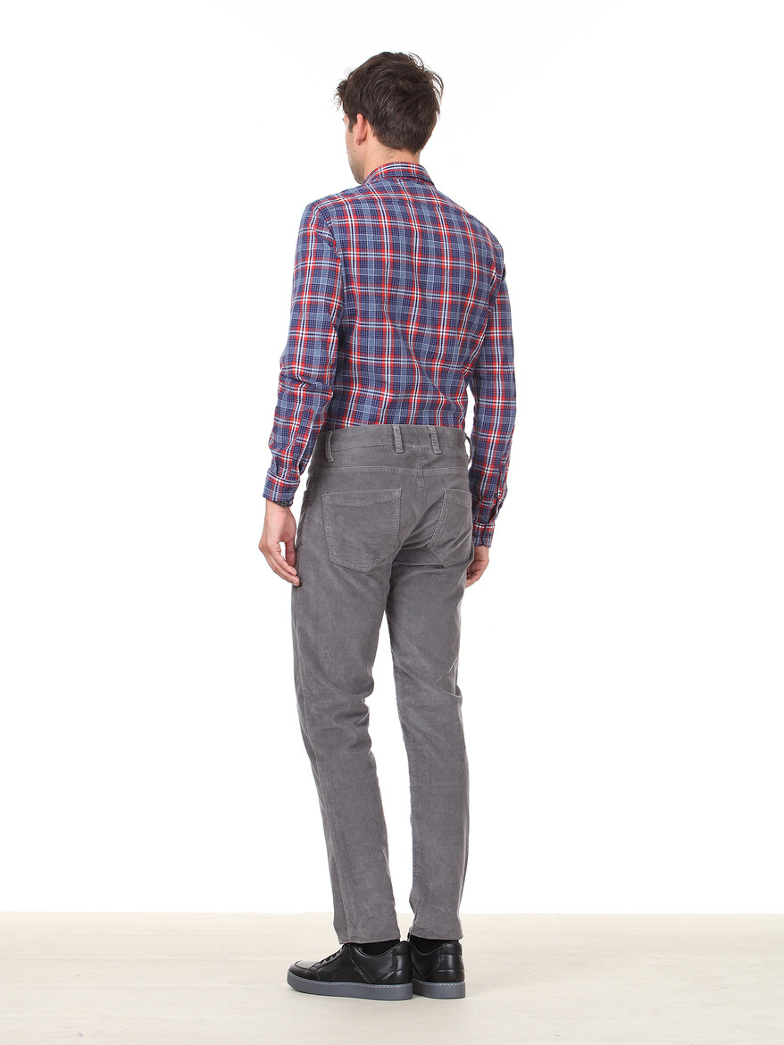 Grey Weaving Regular Fit Casual Cotton Blended Trousers - 4