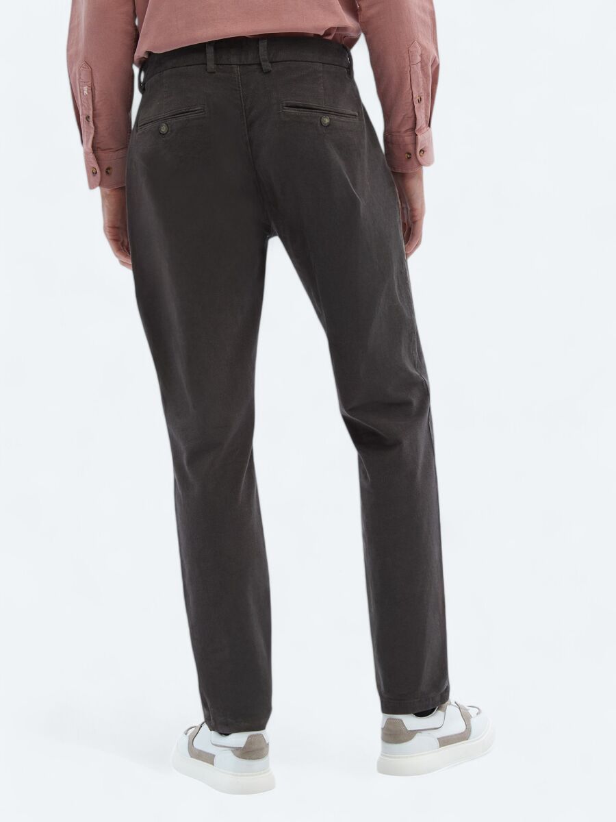 Grey Weaving Regular Fit Casual Cotton Blended Trousers - 4