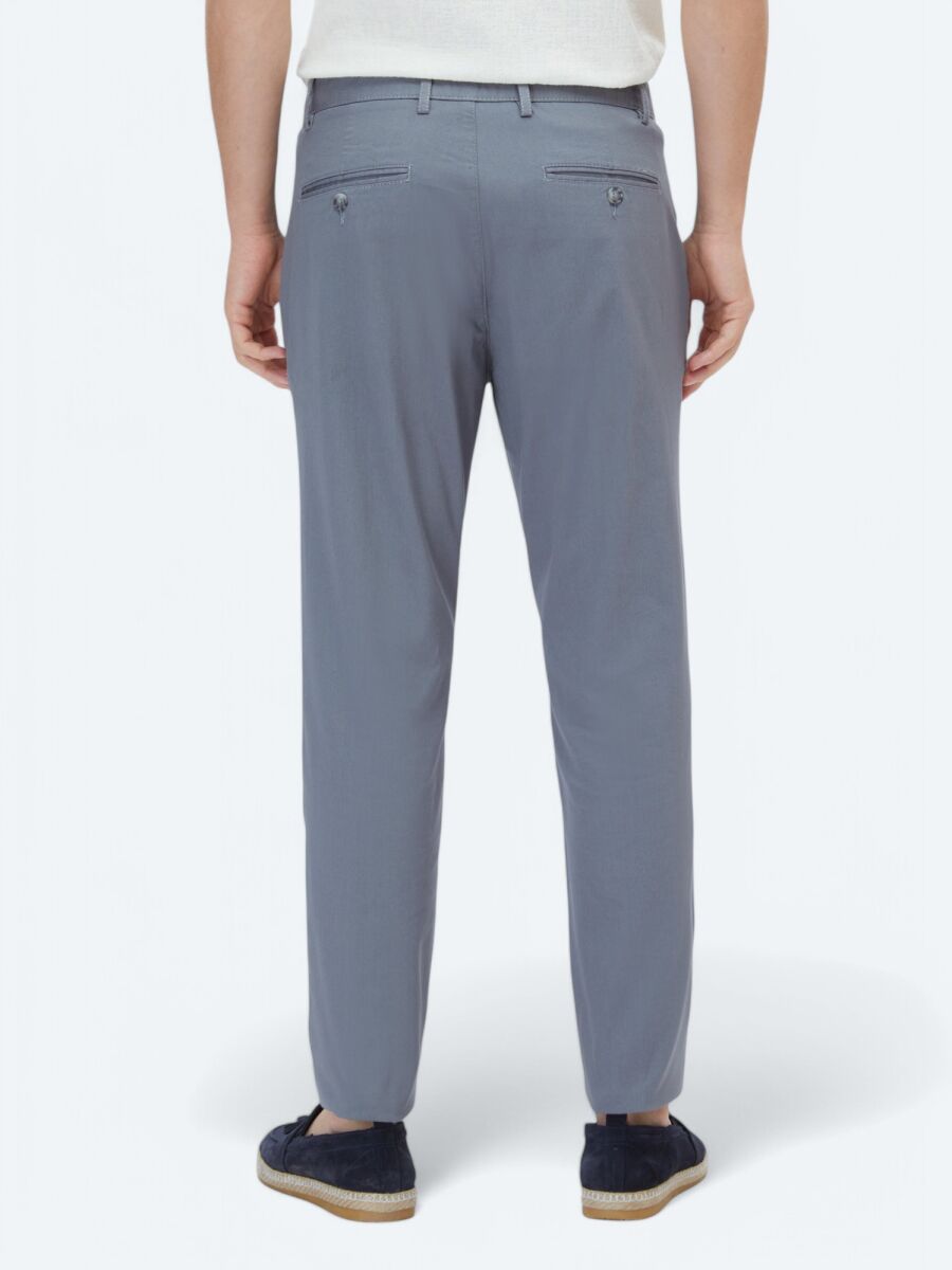 Grey Weaving Regular Fit Casual Cotton Blended Trousers - 4