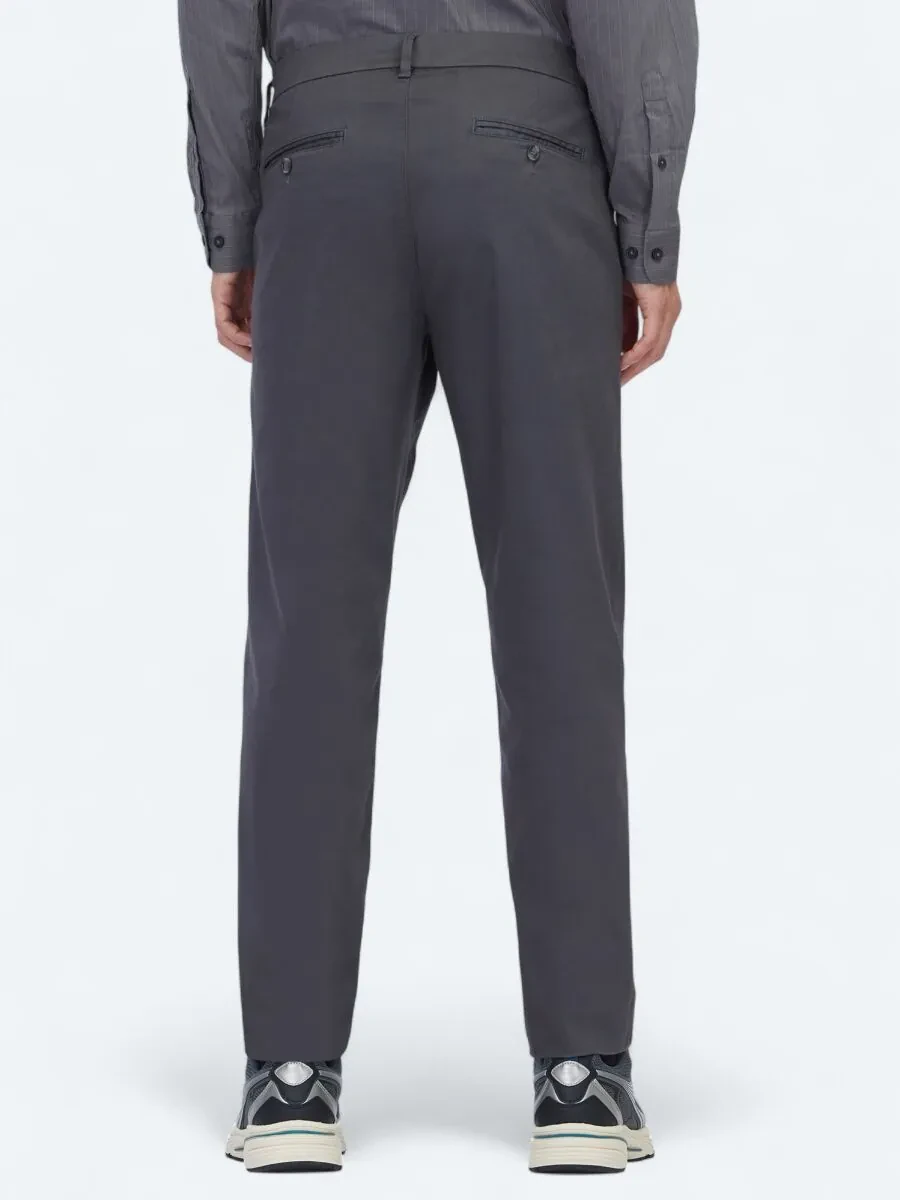 Grey Weaving Regular Fit Casual Cotton Blended Trousers - 4