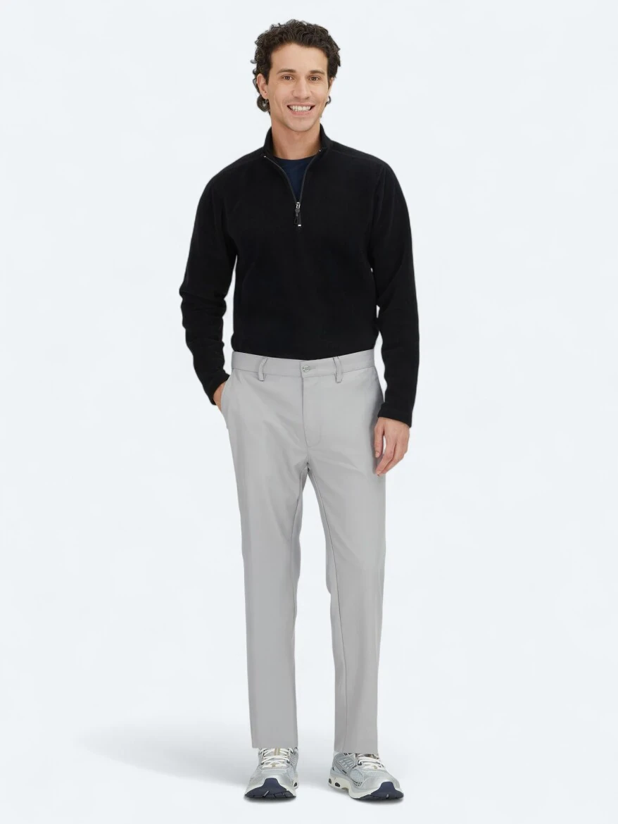 Grey Weaving Regular Fit Casual Trousers - KİP
