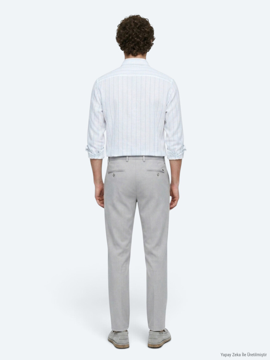 Grey Weaving Regular Fit Casual Trousers - 5