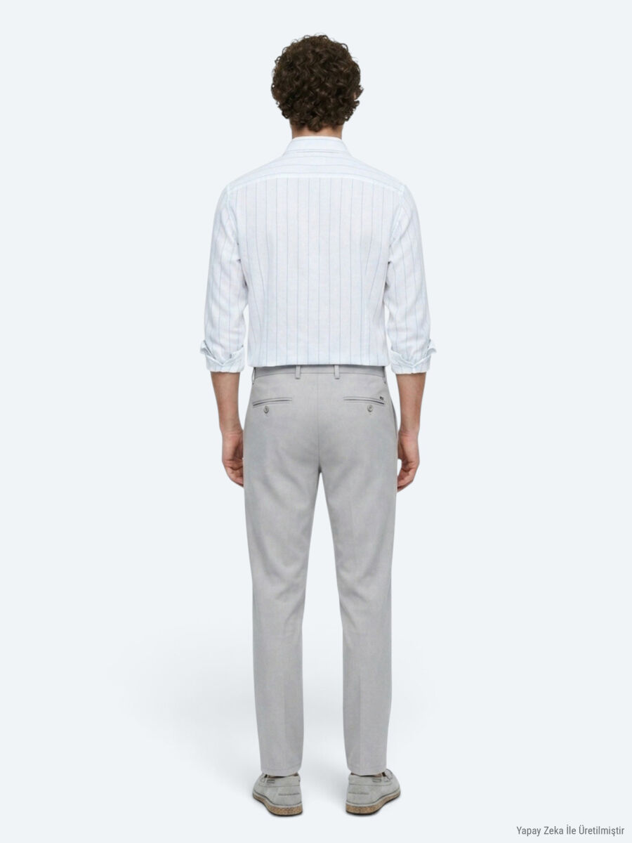 Grey Weaving Regular Fit Casual Trousers - 5