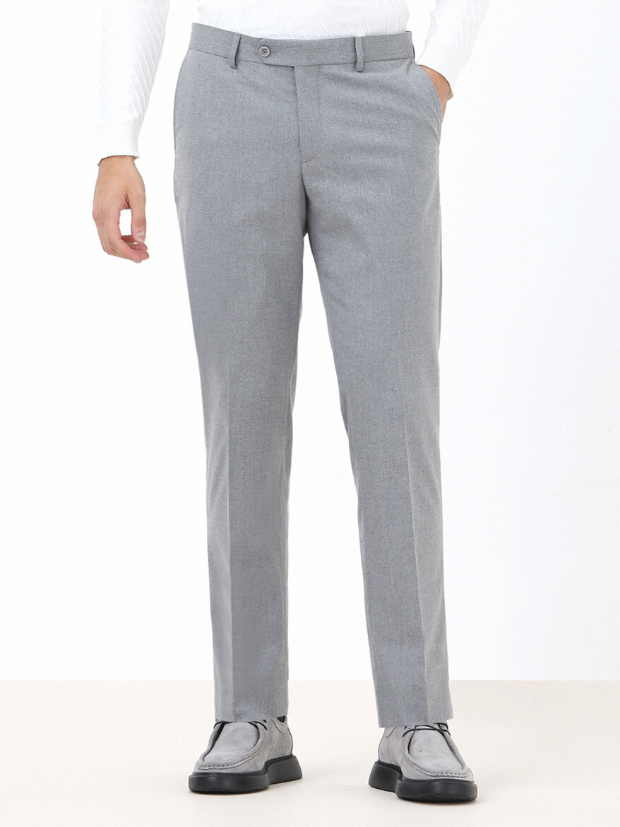 Grey Weaving Regular Fit Classical Trousers - KİP