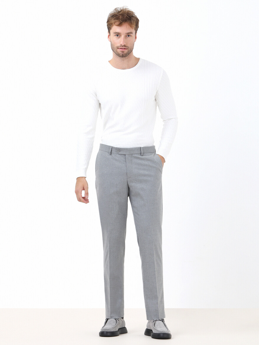 Grey Weaving Regular Fit Classical Trousers - KİP
