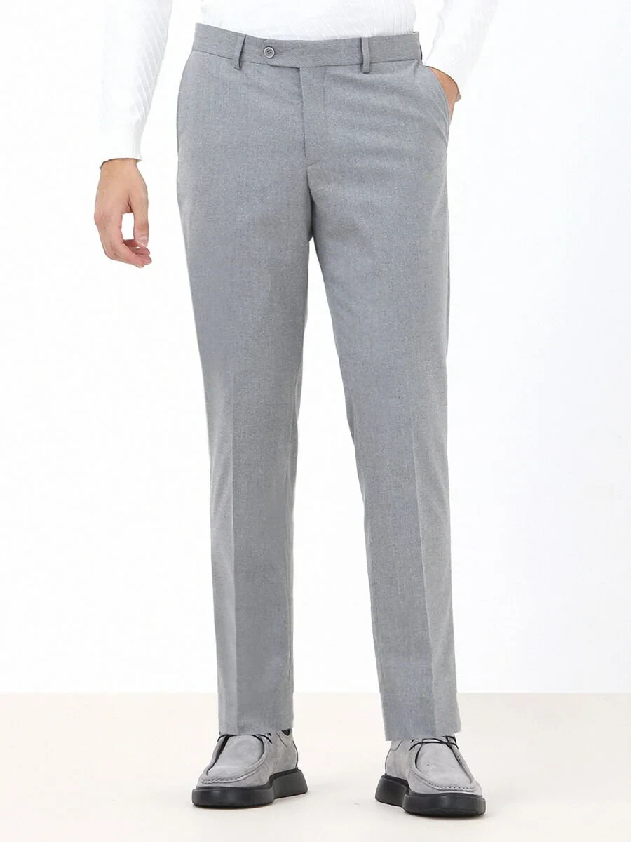 Grey Weaving Regular Fit Classical Trousers - 1