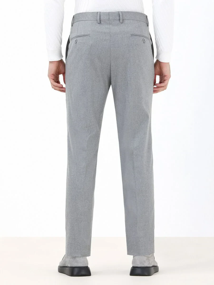 Grey Weaving Regular Fit Classical Trousers - 4