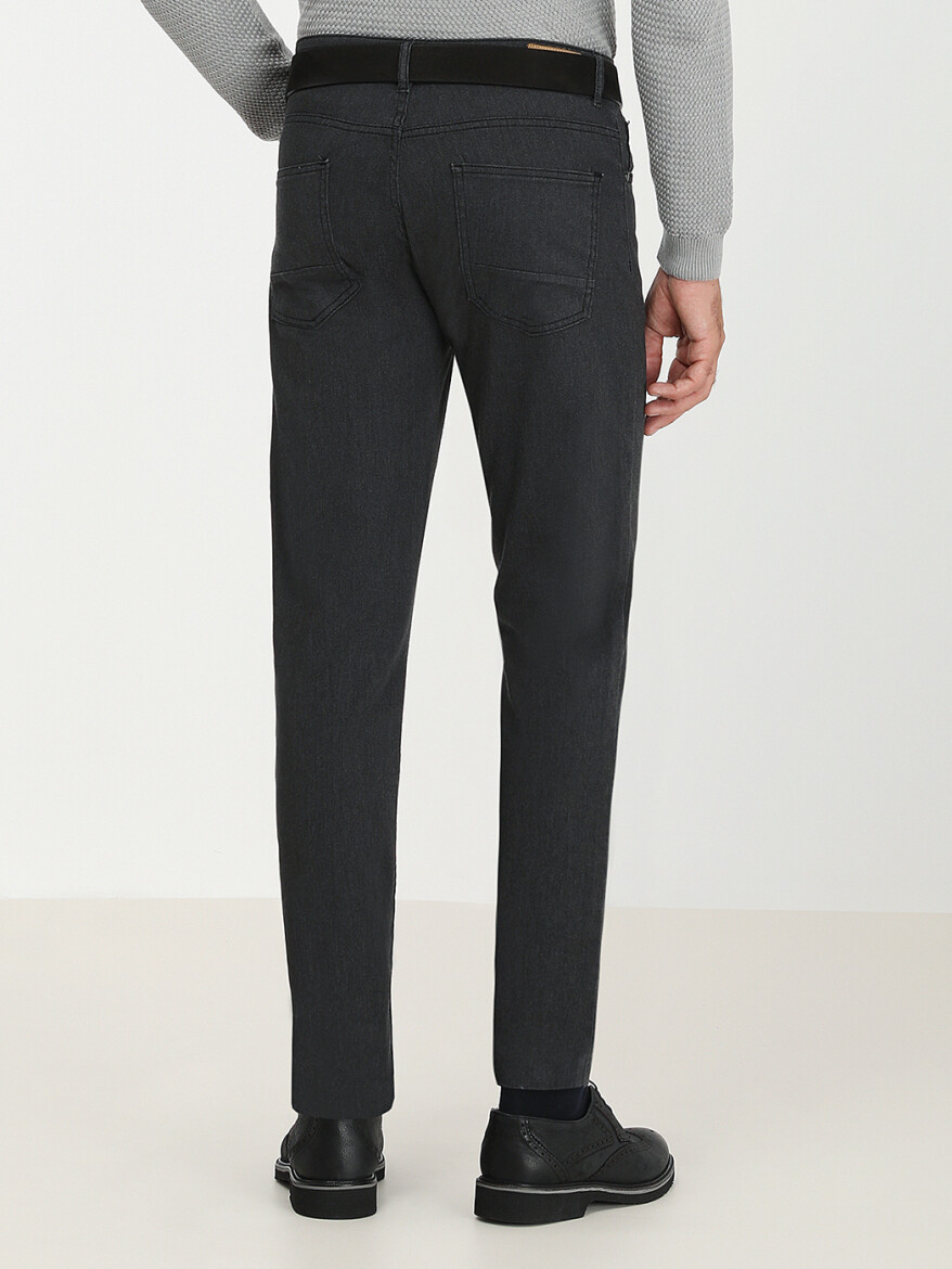 Grey Weaving Slim Fit Casual Cotton Blended Trousers - 5