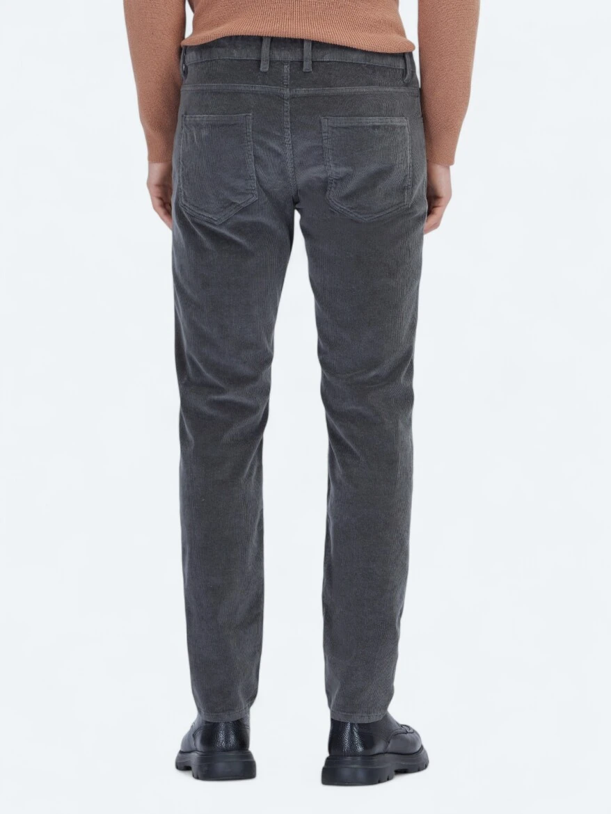 Grey Weaving Slim Fit Casual Cotton Blended Trousers - 4