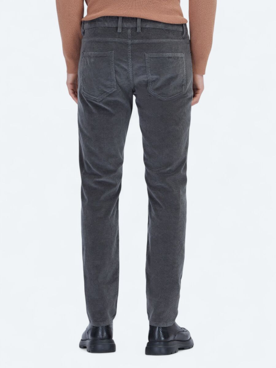 Grey Weaving Slim Fit Casual Cotton Blended Trousers - 4