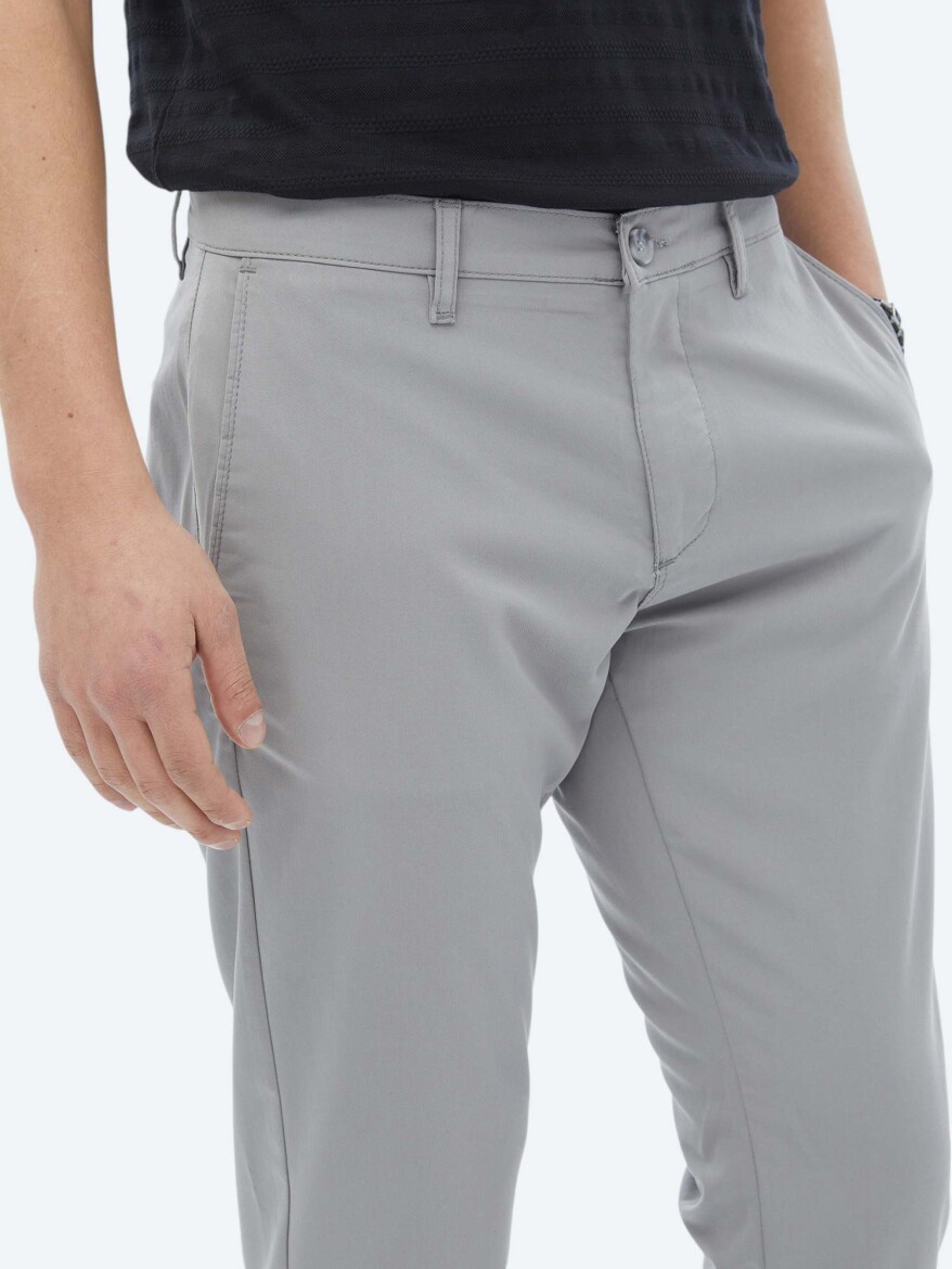 Grey Weaving Slim Fit Casual Trousers - 4