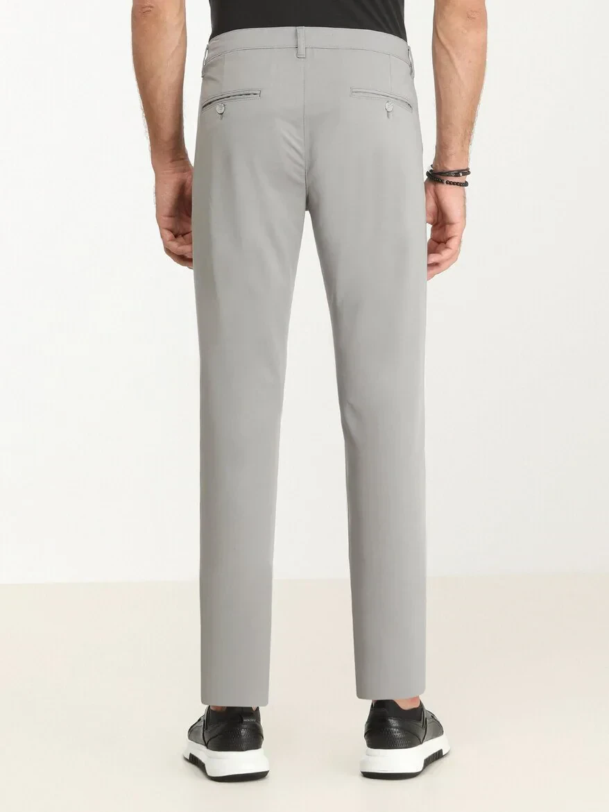 Grey Weaving Slim Fit Casual Trousers - 4