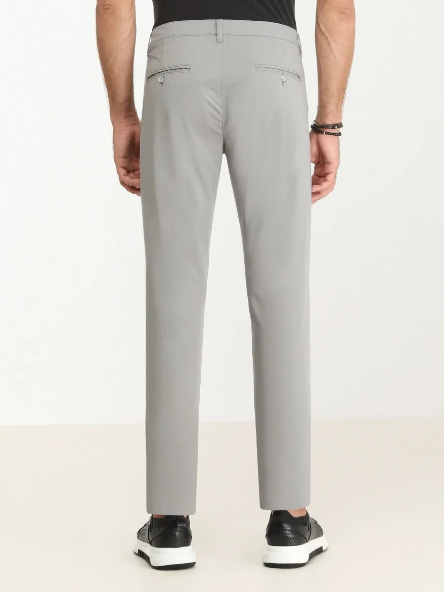 Grey Weaving Slim Fit Casual Trousers 
