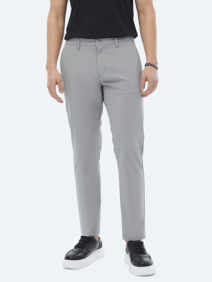 Grey Weaving Slim Fit Casual Trousers - 3